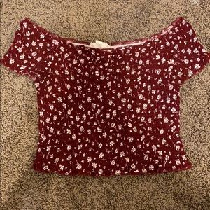 PACSUN burgundy flower crop top